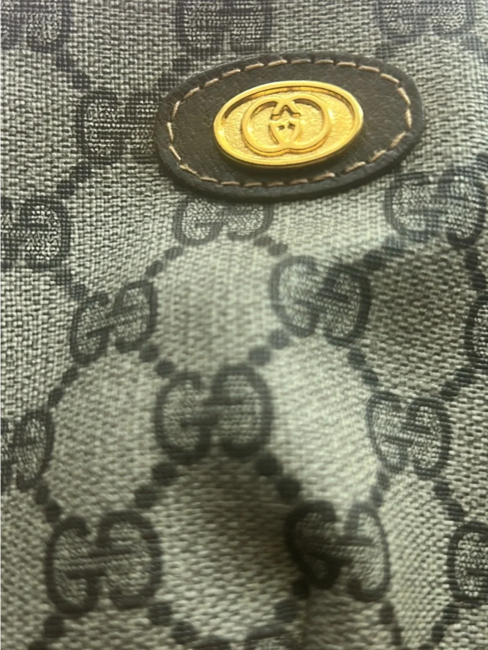 Gucci Beige Brown GG Canvas Cosmetic Pouch with Gold Logo